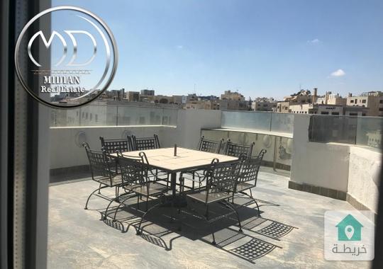 شقة دوبلكس طابق اخير مع روف للبيع ام السماق مساحة 340م مع تراسات تشطيبات و ديكورات فاخرة اطلالة